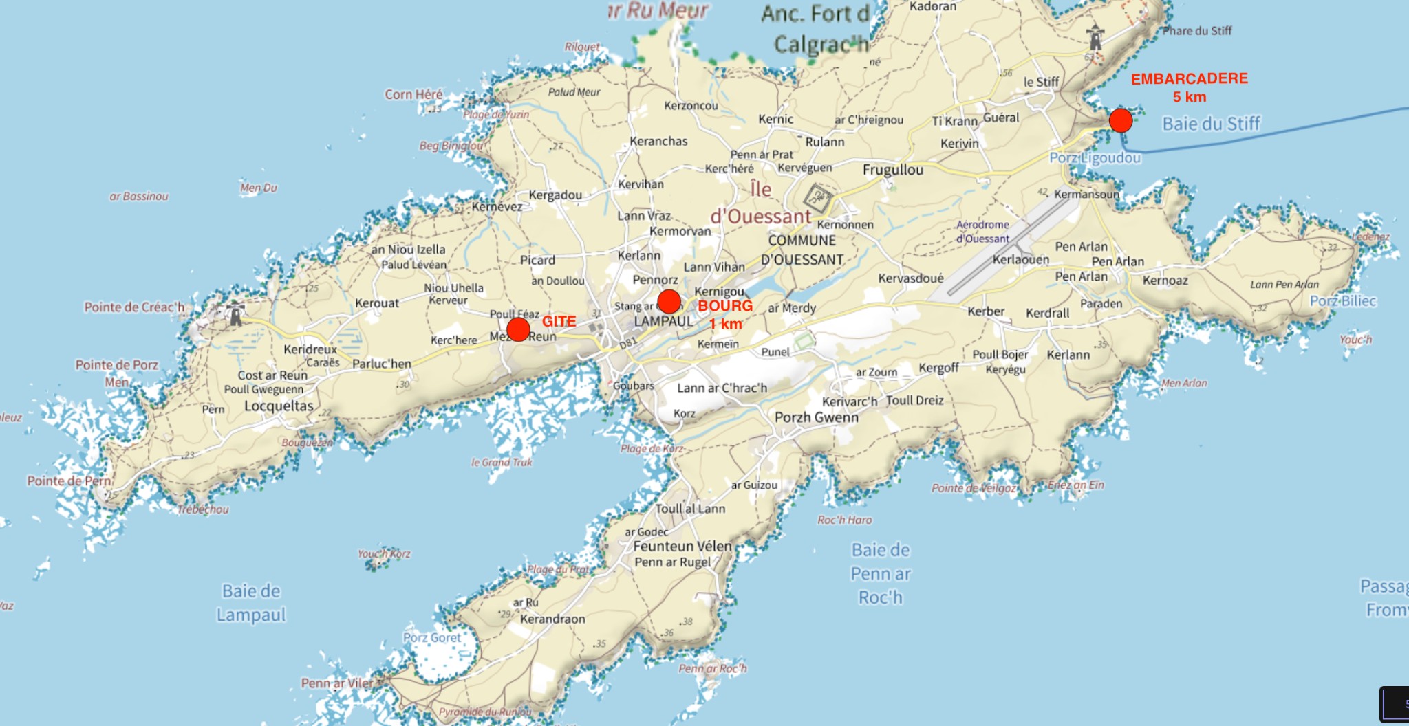Carte de situation de Poull Feaz à Ouessant